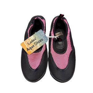 NEW Ladies Aqua Shoes Size M (5-6) Swimming Shoes Black & Pink Beach Pool Play